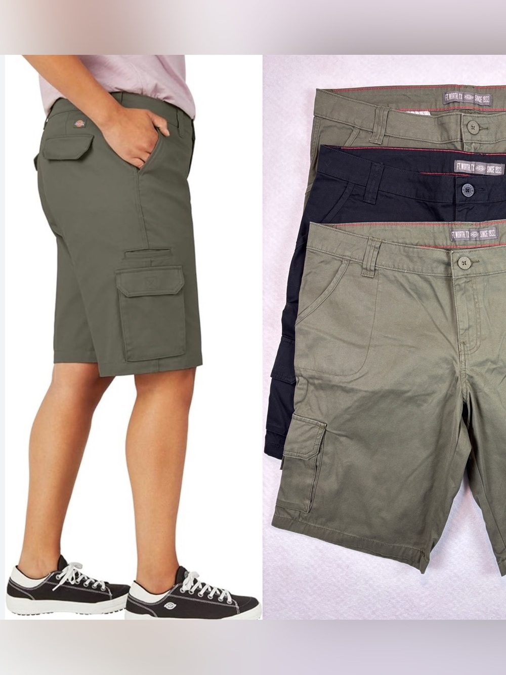 Lot of 3 Dickies NWOT Women’s Relaxed Cargo Shorts Size 16 Olive Black Workwear